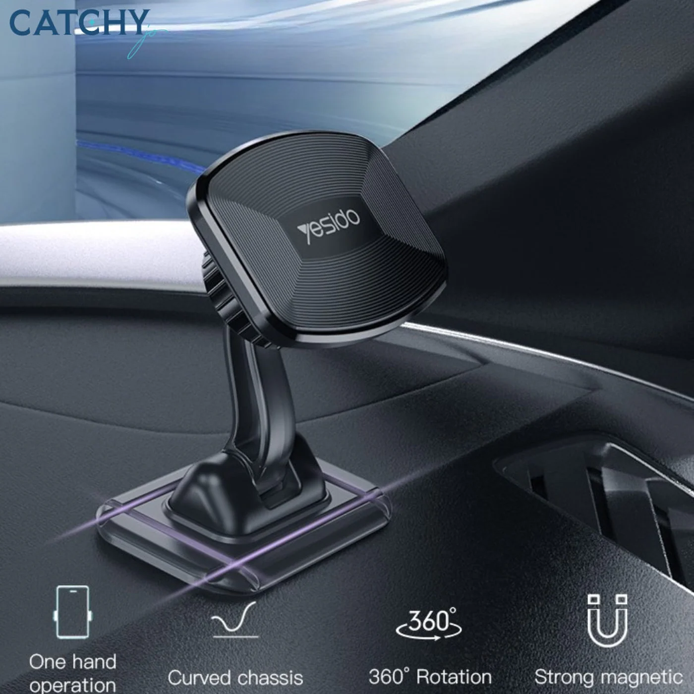 YESIDO C129 Magnetic 360 Degree Dashboard Car Phone Holder - Image 2