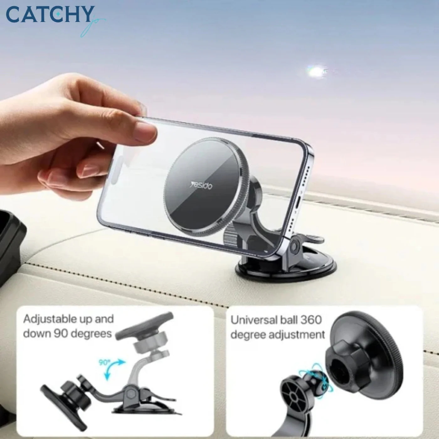 YESIDO C177 Mini Suction Magnetic Car Phone Holder - Image 3