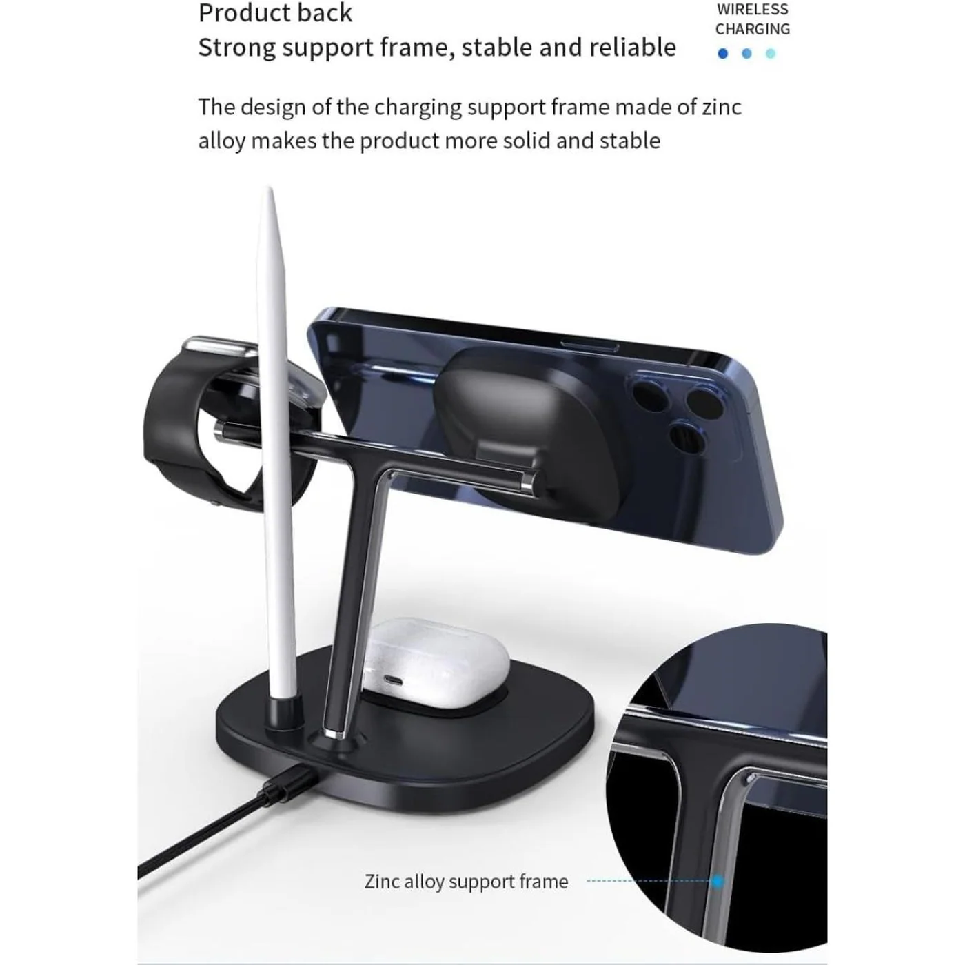 Yesido DS12 4-in-1 Magnetic Wireless Charger Stand - Image 4
