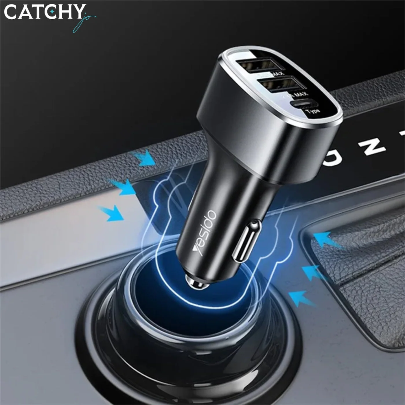 YESIDO Y47 3 Ports Fast Car Charger (49W) - Image 4