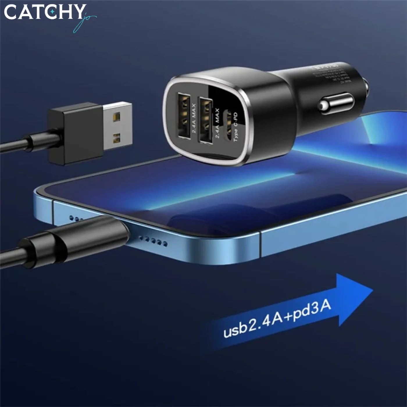 YESIDO Y47 3 Ports Fast Car Charger (49W) - Image 5
