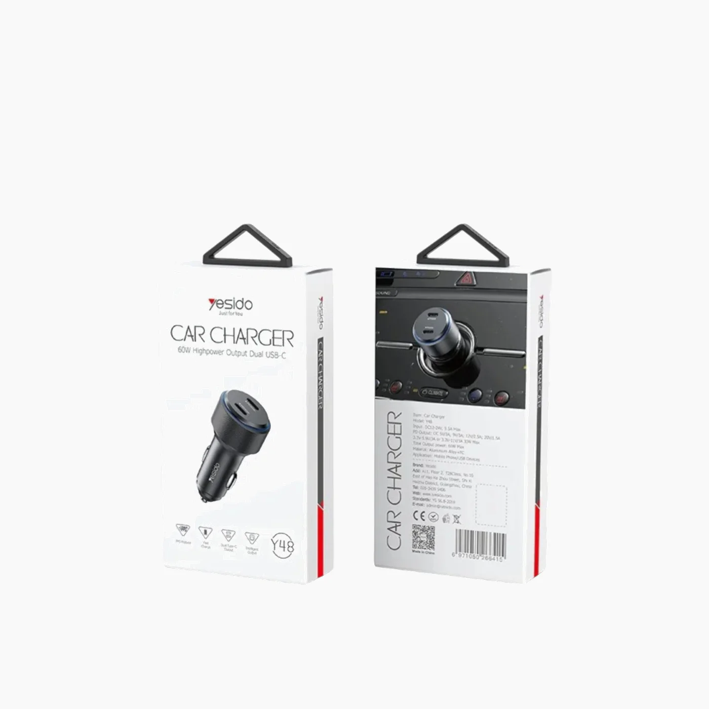 YESIDO Y48 Dual Fast Charging Car Charger Dual (60W) - Image 5