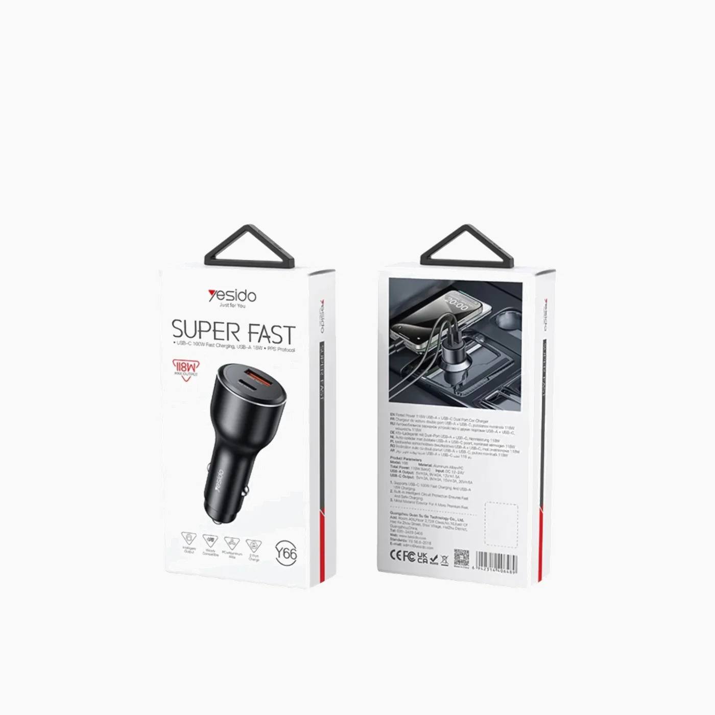 YESIDO Y65 USB+Type-C Dual Port Car Charger - Image 5