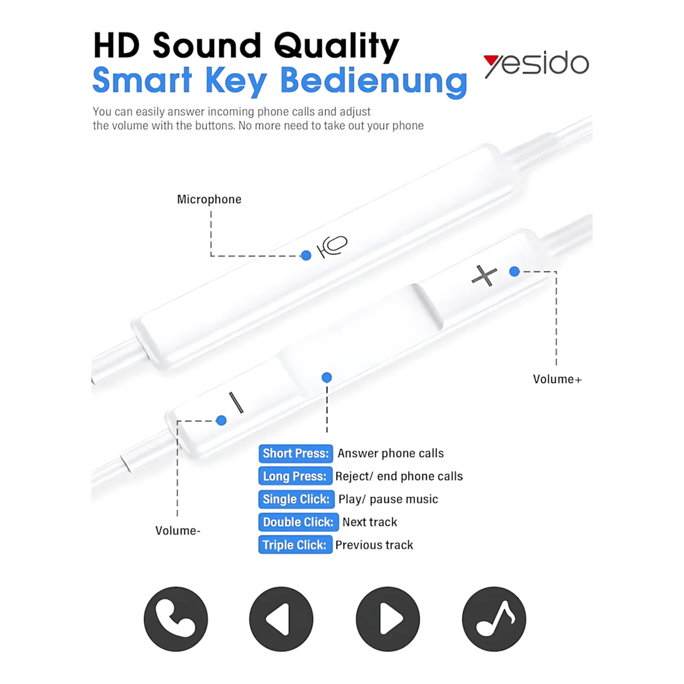 YESIDO YH50 iPhone Earphones - Image 5